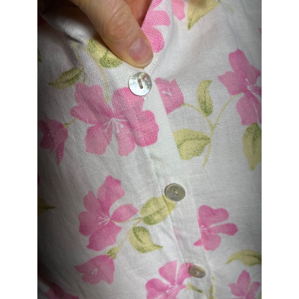 Studio Works Floral Linen Shirt Cottagecore Button Fairy Spring Layers Womens S - Picture 8 of 10